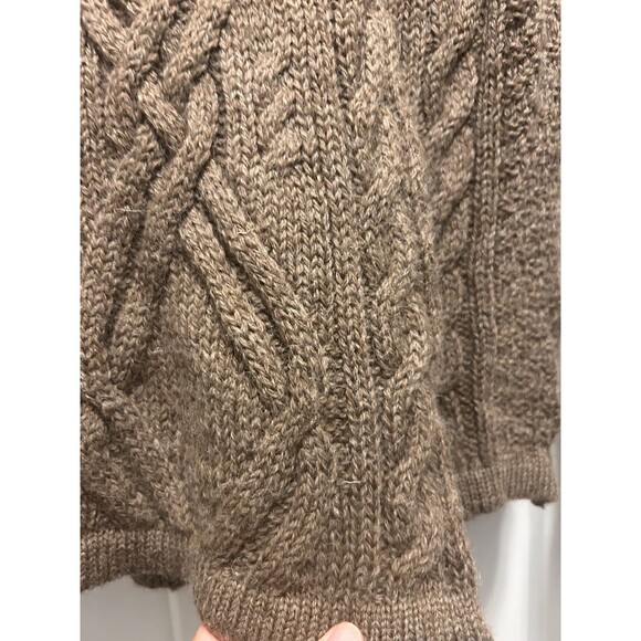 Highland Home Industries Small Pure New Wool Brown Cable Knit Cardigan Sweater - Picture 5 of 8